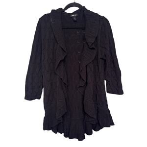 Y2k Ruffled Whimsigoth Crochet Open Knit Sweater Cardigan Witchy Goth